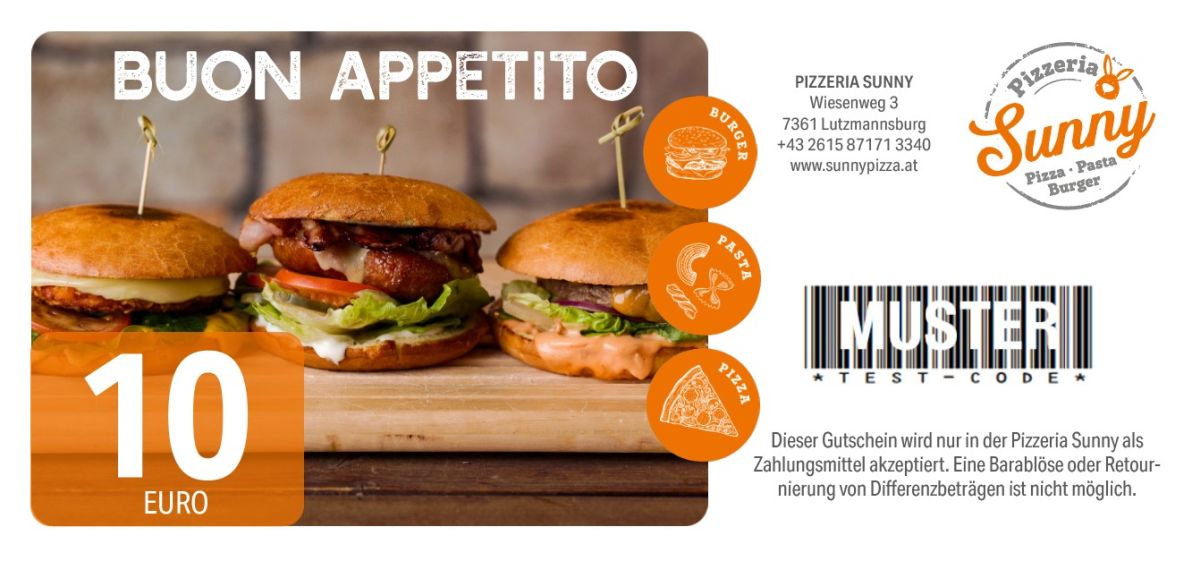 Pizzeria Wertgutschein 10 Euro